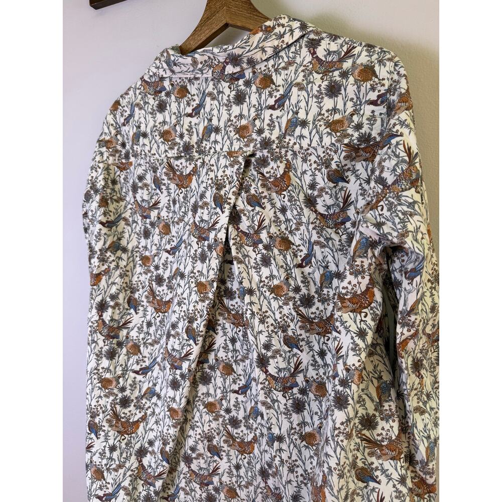 Duluth Trading Women’s Bird Print Button Up Shirt Cotton Stretch - Picture 6 of 8